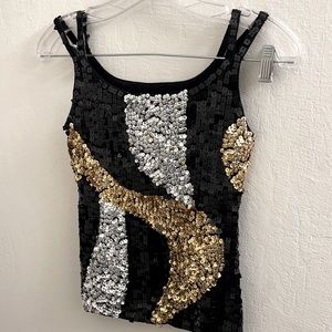 hand made black & silver & gold top